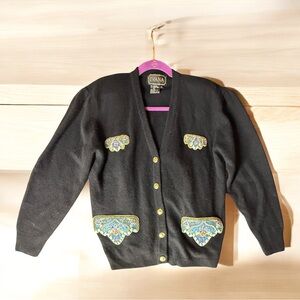 Vintage black beaded sweater by ivana